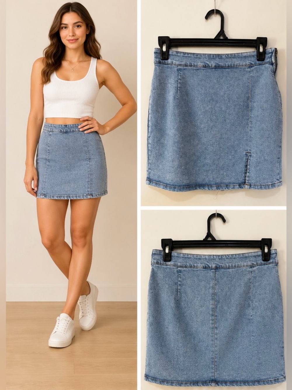 Ardene Light Wash Denim Mini Skirt Side Zip Women’s Small NWT